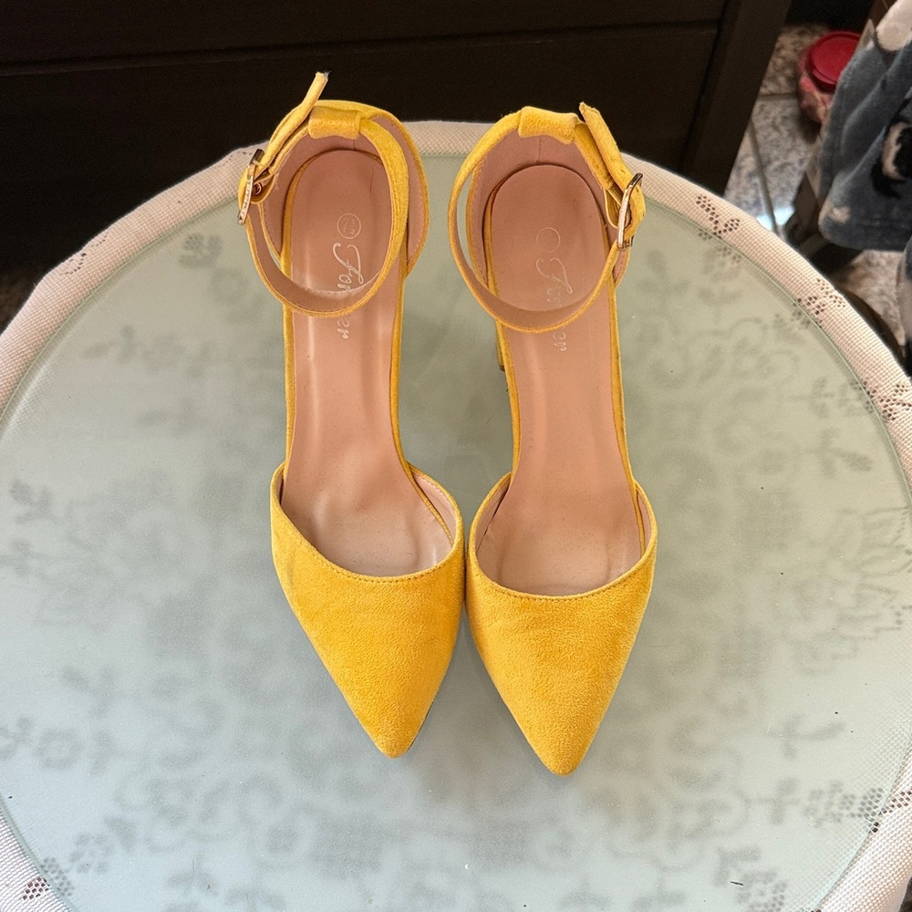 Yellow Ankle Strap Heels